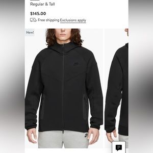 NWT- Nike Tech Fleece Windrunner Zip Hoodie- black